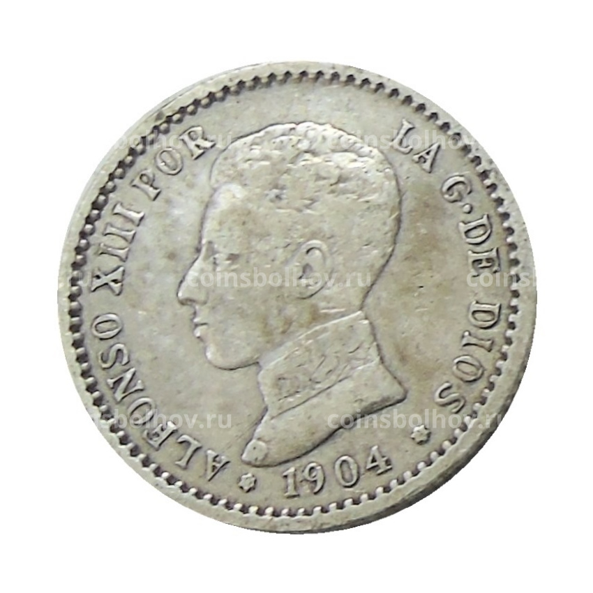 Монета 50 сентимо 1904 года Испания