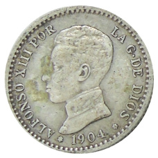 Монета 50 сентимо 1904 года Испания (аверс)