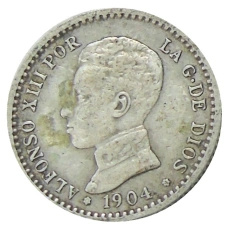 Монета 50 сентимо 1904 года Испания (аверс)