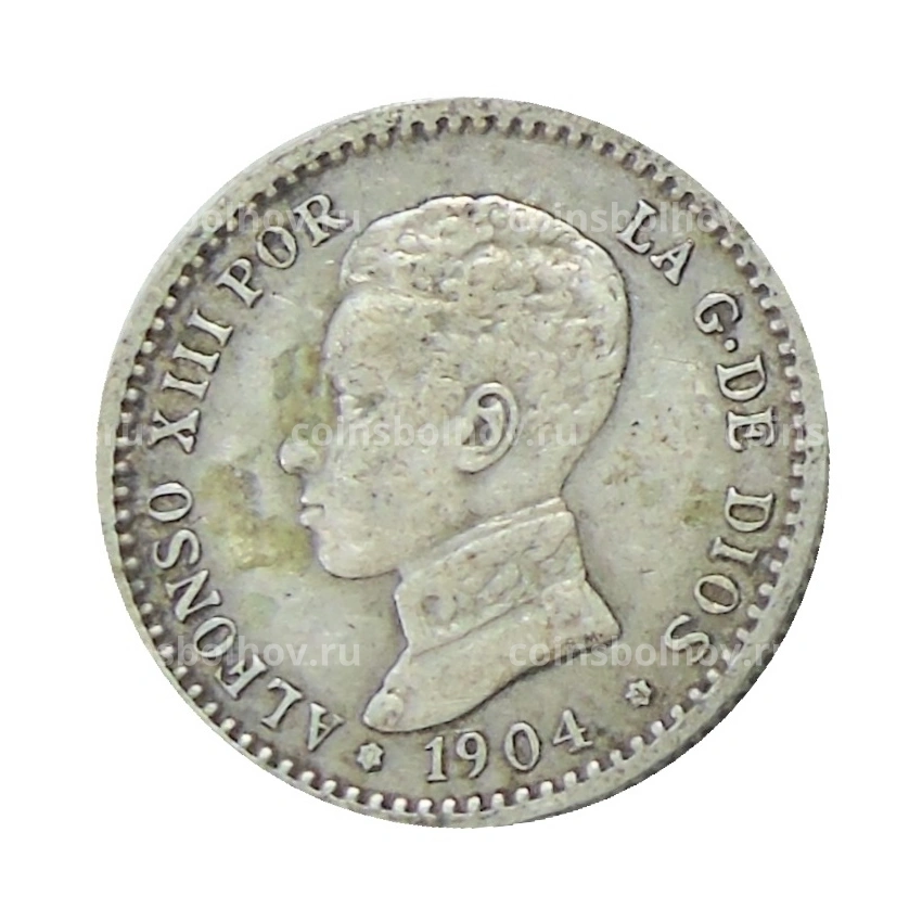 Монета 50 сентимо 1904 года Испания