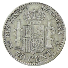 Монета 50 сентимо 1904 года Испания (реверс)