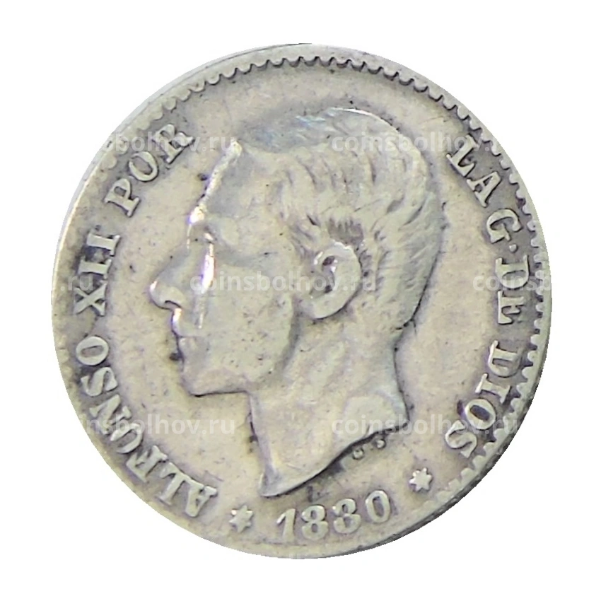 Монета 50 сентимо 1880 года Испания