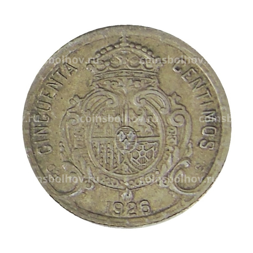 Монета 50 сентимо 1926 года Испания (вид 2)