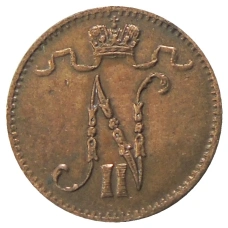 Монета 1 пенни 1916 года Русская Финляндия (реверс)