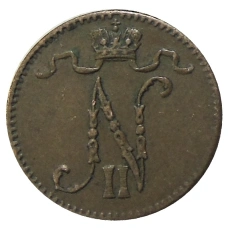 Монета 1 пенни 1916 года Русская Финляндия (реверс)