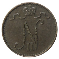 Монета 1 пенни 1915 года Русская Финляндия (реверс)