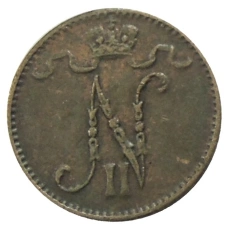 Монета 1 пенни 1914 года Русская Финляндия (реверс)