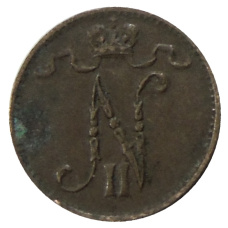 Монета 1 пенни 1913 года Русская Финляндия (реверс)