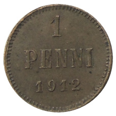 Монета 1 пенни 1912 года Русская Финляндия (аверс)