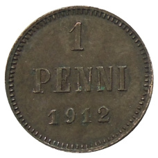 Монета 1 пенни 1912 года Русская Финляндия (аверс)
