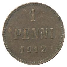 Монета 1 пенни 1912 года Русская Финляндия (аверс)