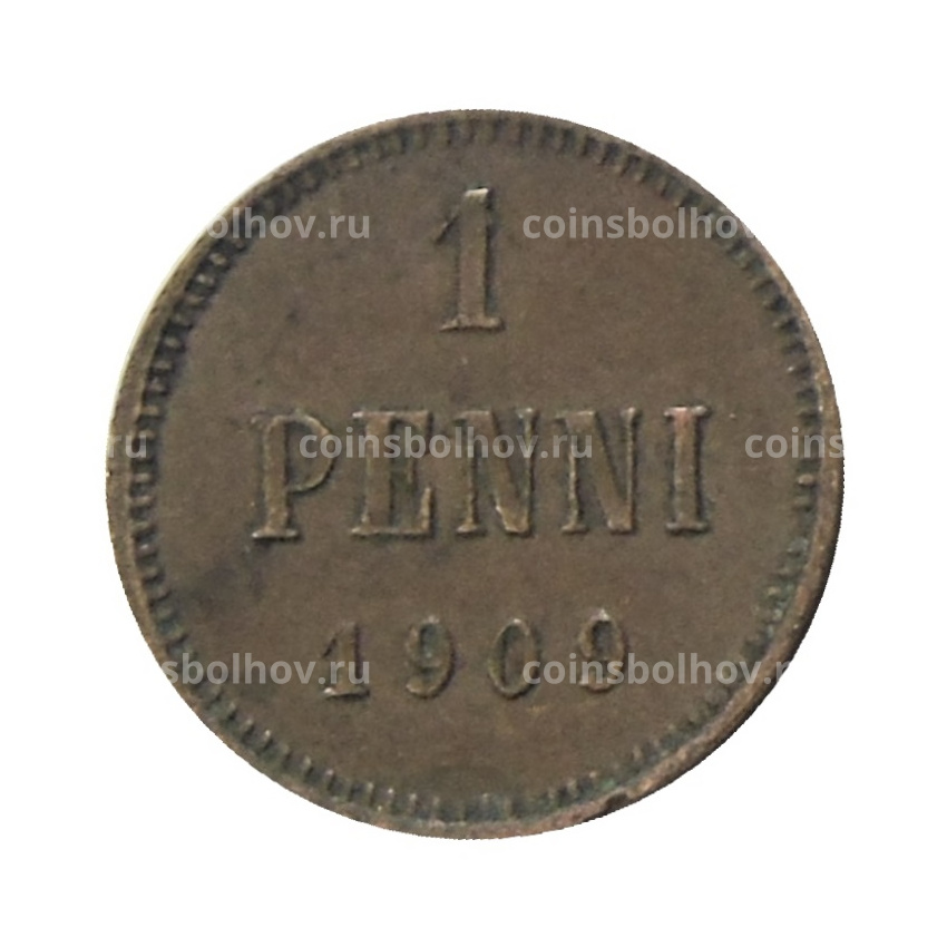 Монета 1 пенни 1909 года Русская Финляндия