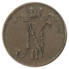 Монета 1 пенни 1909 года Русская Финляндия (реверс)