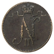 Монета 1 пенни 1909 года Русская Финляндия (реверс)