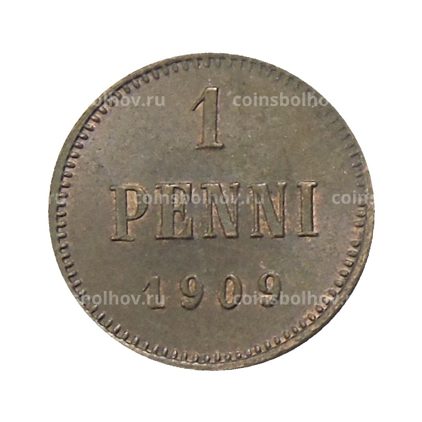 Монета 1 пенни 1909 года Русская Финляндия