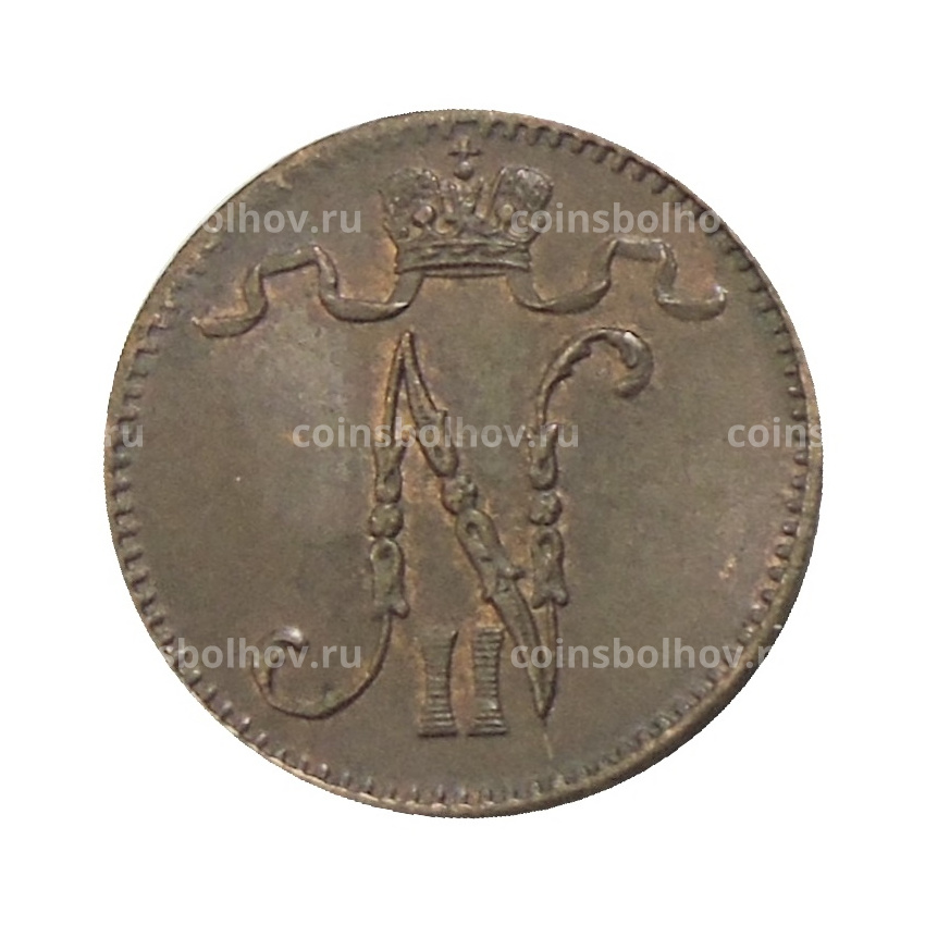 Монета 1 пенни 1909 года Русская Финляндия (вид 2)