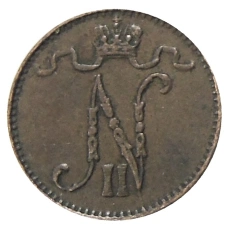 Монета 1 пенни 1908 года Русская Финляндия (реверс)