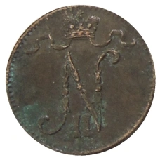 Монета 1 пенни 1907 года Русская Финляндия (реверс)