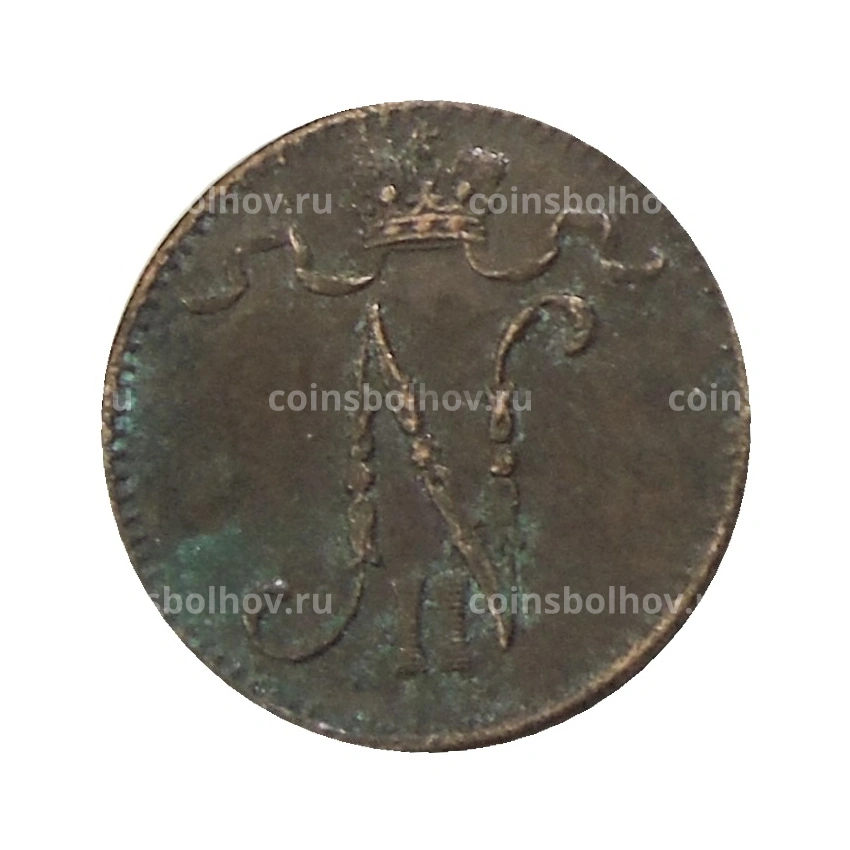 Монета 1 пенни 1907 года Русская Финляндия (вид 2)