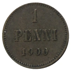 Монета 1 пенни 1900 года Русская Финляндия (аверс)