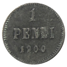 Монета 1 пенни 1900 года Русская Финляндия (аверс)