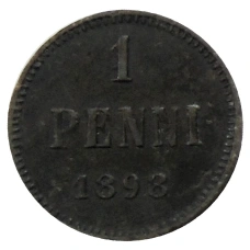 Монета 1 пенни 1898 года Русская Финляндия (аверс)