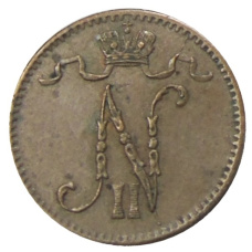 Монета 1 пенни 1915 года Русская Финляндия (реверс)