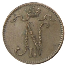 Монета 1 пенни 1915 года Русская Финляндия (реверс)