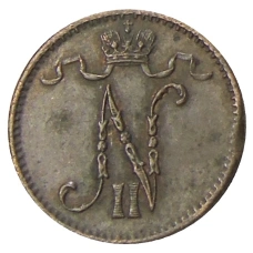 Монета 1 пенни 1915 года Русская Финляндия (реверс)