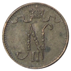 Монета 1 пенни 1915 года Русская Финляндия (реверс)