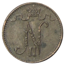 Монета 1 пенни 1915 года Русская Финляндия (реверс)