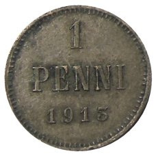 Монета 1 пенни 1913 года Русская Финляндия (аверс)