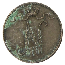 Монета 1 пенни 1913 года Русская Финляндия (реверс)