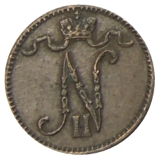 Монета 1 пенни 1913 года Русская Финляндия (реверс)