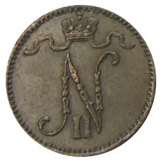 Монета 1 пенни 1913 года Русская Финляндия (реверс)