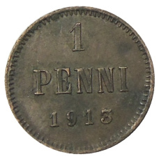 Монета 1 пенни 1913 года Русская Финляндия (аверс)