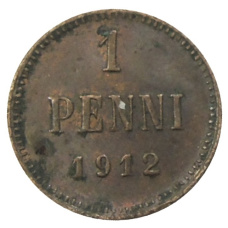 Монета 1 пенни 1912 года Русская Финляндия (аверс)