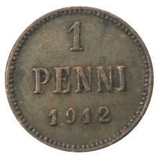 Монета 1 пенни 1912 года Русская Финляндия (аверс)