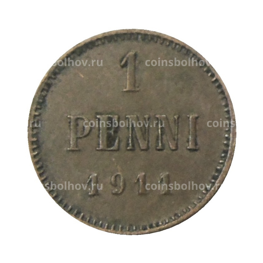 Монета 1 пенни 1911 года Русская Финляндия