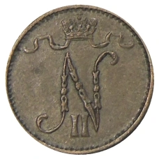 Монета 1 пенни 1911 года Русская Финляндия (реверс)