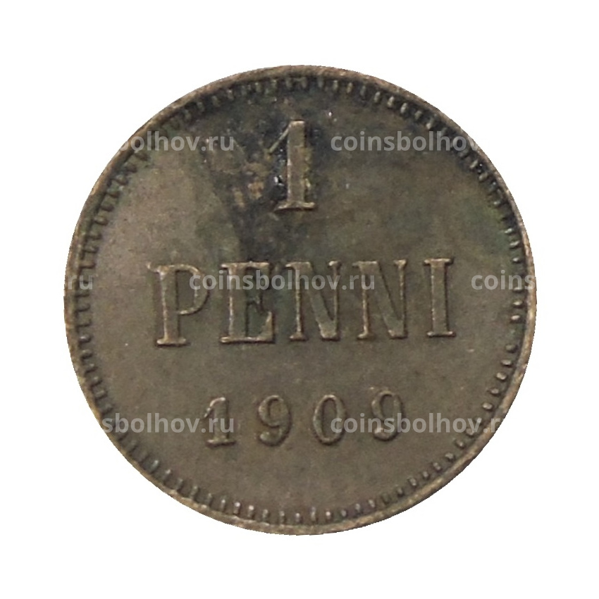 Монета 1 пенни 1909 года Русская Финляндия