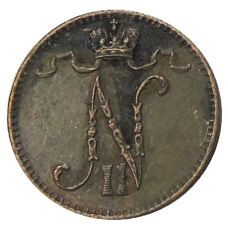 Монета 1 пенни 1909 года Русская Финляндия (реверс)