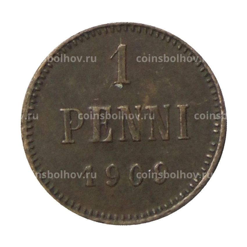Монета 1 пенни 1909 года Русская Финляндия