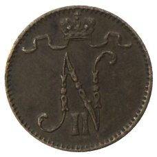 Монета 1 пенни 1909 года Русская Финляндия (реверс)