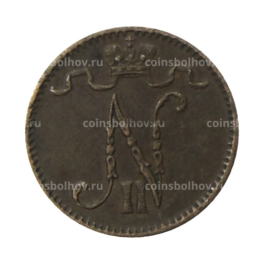 Монета 1 пенни 1909 года Русская Финляндия (вид 2)