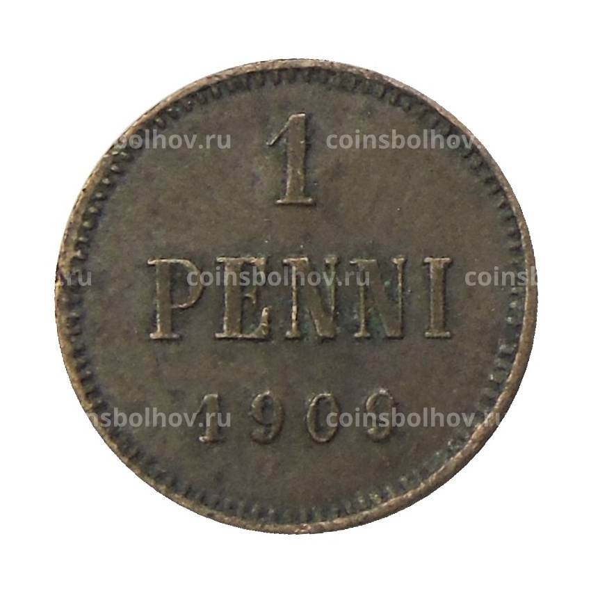 Монета 1 пенни 1909 года Русская Финляндия