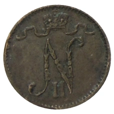 Монета 1 пенни 1909 года Русская Финляндия (реверс)