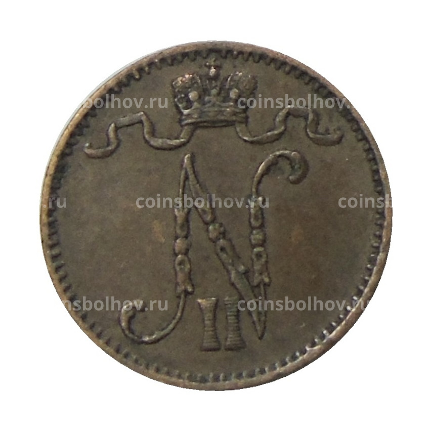 Монета 1 пенни 1907 года Русская Финляндия (вид 2)