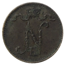 Монета 1 пенни 1901 года Русская Финляндия (реверс)