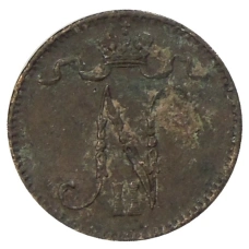 Монета 1 пенни 1909 года Русская Финляндия (реверс)